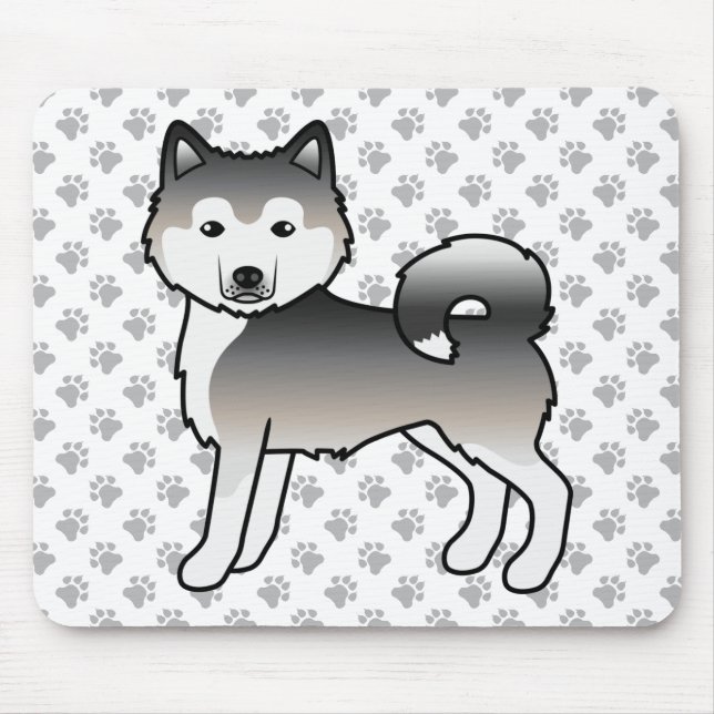 Mousepad Malamute do Alasca Cinza Cachorro de Desenho Anima (Frente)