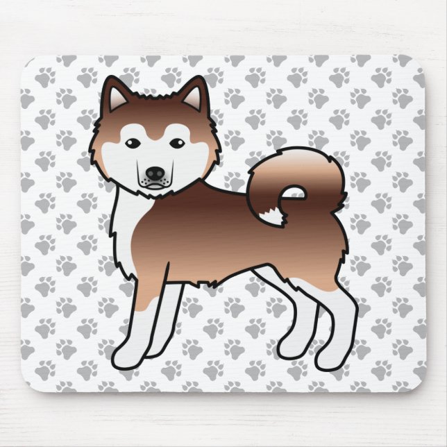Mousepad Malamute do Alasca Vermelho Cachorro de Desenho An (Frente)
