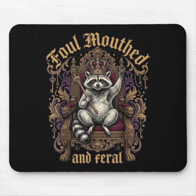 Mousepad Malandro e Feral Coroa Trono Gótico de Guaxinim (Frente)