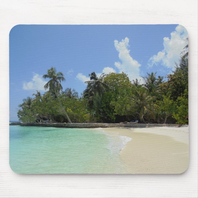 Mousepad Maldivas Modelo Blue Sea Sky White Clouds Areia (Frente)