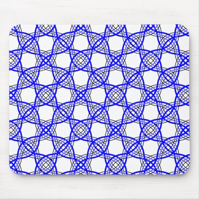 Mousepad malha geométrica das linhas de ondas azuis reais (Frente)