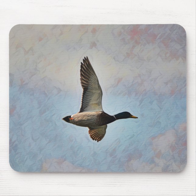 Mousepad Mallard Duck Voando no Palheiro de Arte do Céu (Frente)