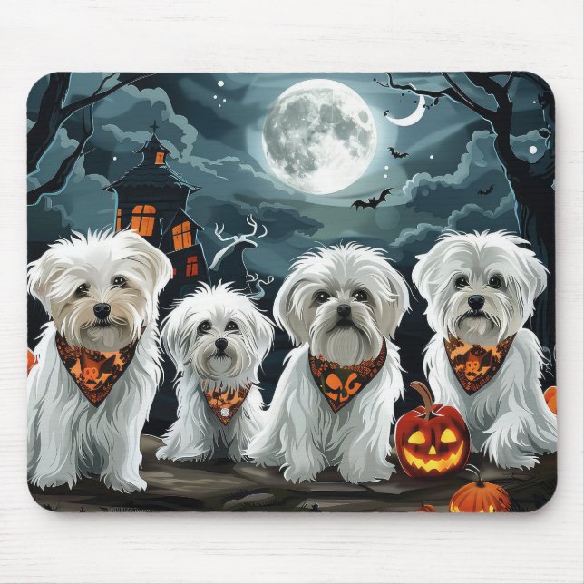 Mousepad Maltês Halloween Spooky (Frente)