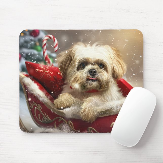 Mousepad Malti Tzu Cão Natal Festivo (Com mouse)