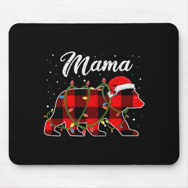 Mousepad Mama Bear Shirt, Red Buffalo Plaid Mom Bear Pajama (Frente)