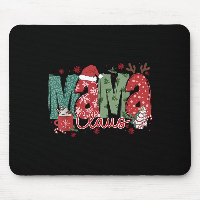Mousepad Mama Claus Christmas Pajama Santa Claus Family Mat (Frente)