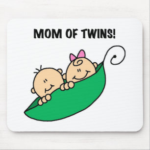 Mousepad Mamã das Gêmeo-Ervilhas no camiseta e nos