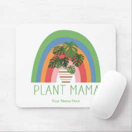 Mousepad Mama das Plantas Boho Arco-Íris Jardim Folhas de M