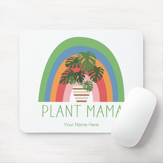 Mousepad Mama das Plantas Boho Arco-Íris Jardim Folhas de M (Com mouse)