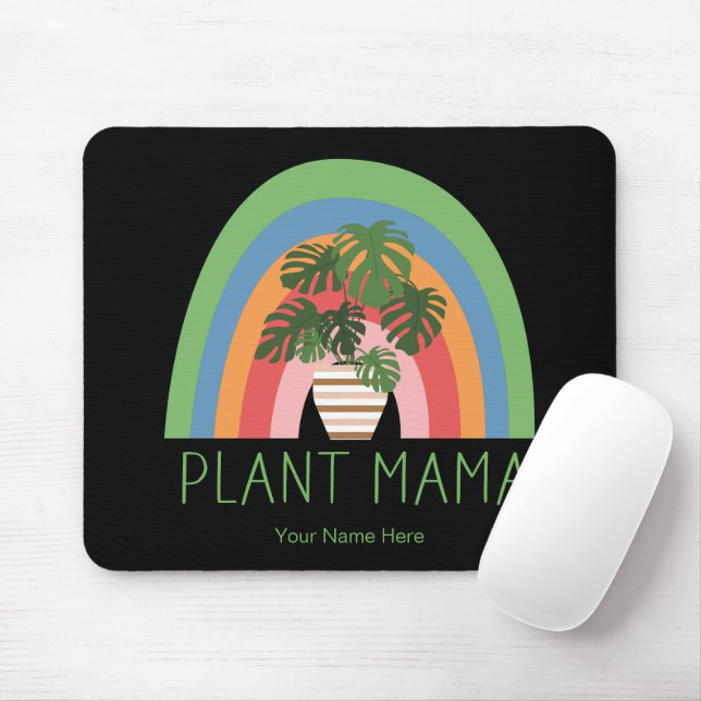 Mousepad Mama das Plantas Boho Arco-Íris Jardim Folhas de M (Com mouse)