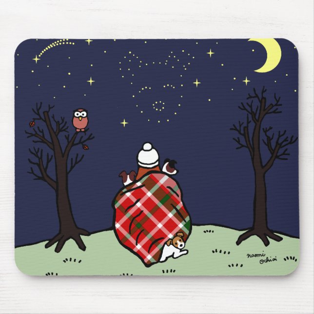 Mousepad Mamã de Jack Russell Terrier e céu estrelado (Frente)
