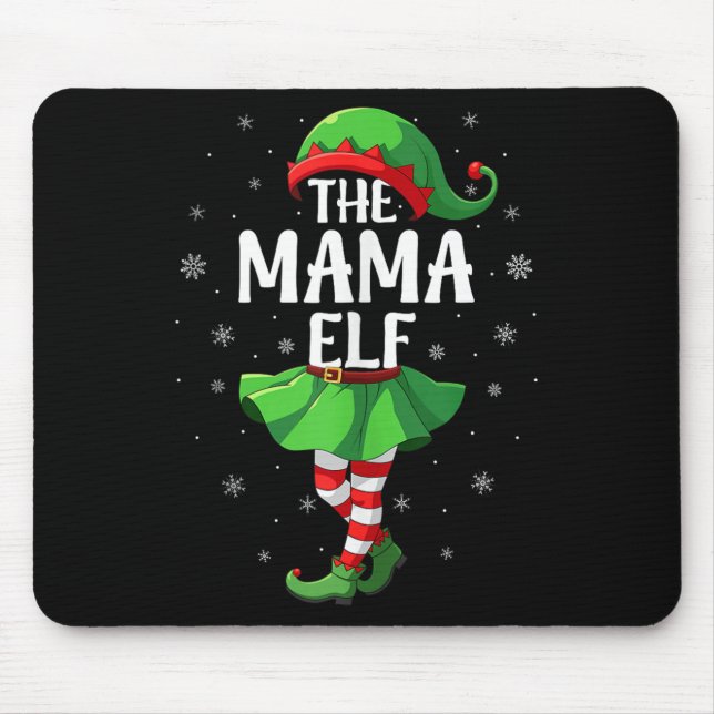 Mousepad Mama Elf Christmas Girls Women Elf Squad Xmas Fami (Frente)