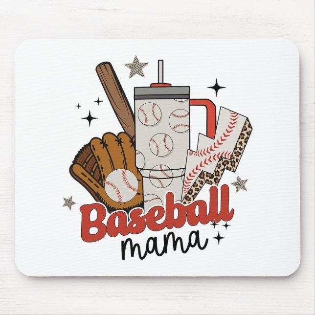 Mousepad Mama Game Day Vibes Dias de as mães Mulheres Baseb (Frente)