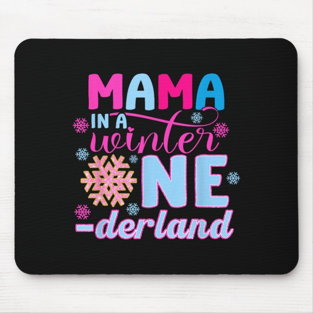Mousepad Mama In A Winter Onederland Bday Girl Sweet Snowfl (Frente)