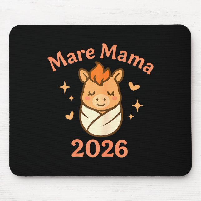 Mousepad Mama Mare 2026 Fire Horse Matching Cute Funny Mate (Frente)