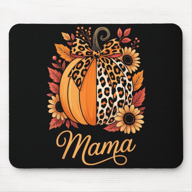 Mousepad Mama Thanksgiving Leopard Pumpkin Sunflower Coquet (Frente)