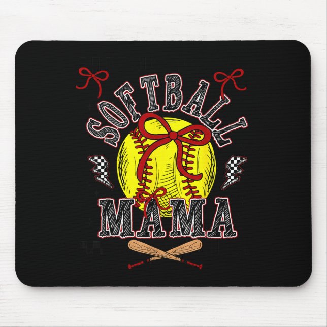 Mousepad Mamãe de Softbol Coquete Dia de Jogo de Softbol So (Frente)