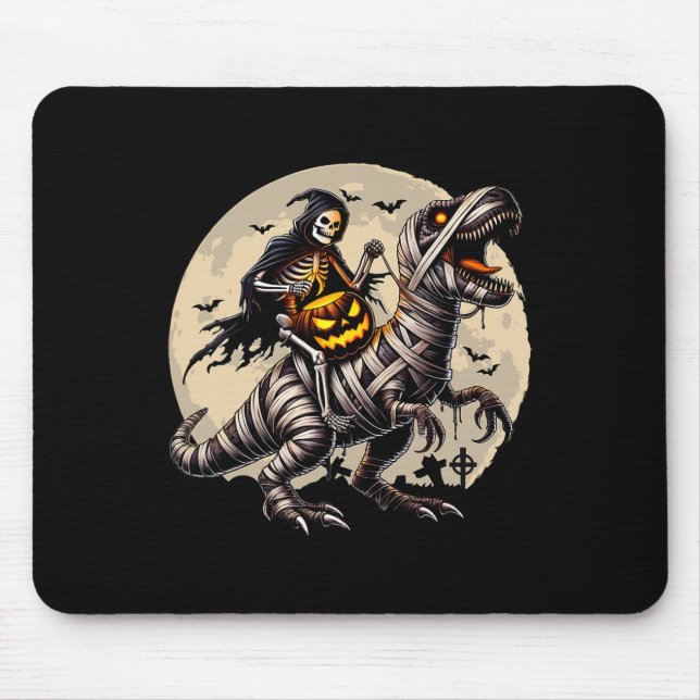 Mousepad Mamãe Dinossauro T Rex Abóbora Divertida Cavalgand (Frente)