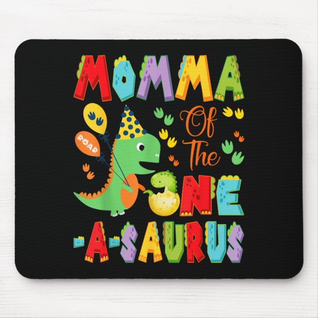Mousepad Mamãe do One-A-Saurus de 1º Aniversário Menino (Frente)