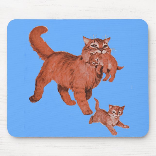 Mousepad Mamãe gatinha dos anos 50 e gatinhos (Frente)