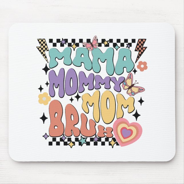 Mousepad Mamãe Mãe Bruh Retro Groovage Dia de as mães Vinta (Frente)