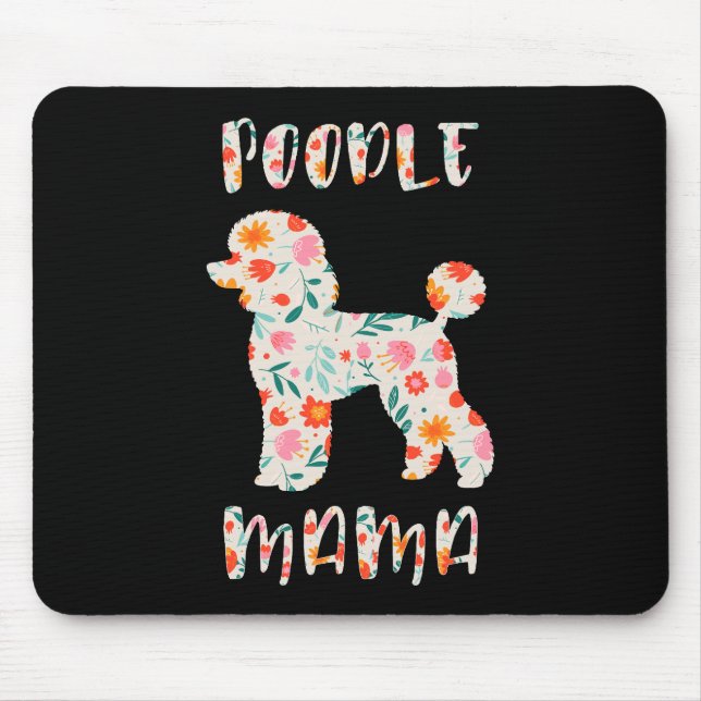 Mousepad Mamãe Poodle Floral Amante de Cachorro (Frente)