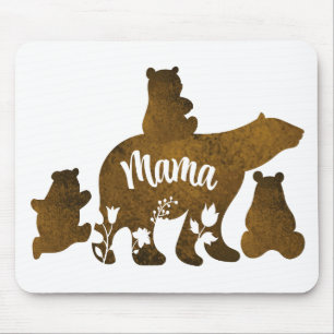 Mousepad Mamãe Ursa Com 3 Filhotes De Urso Seguindo Mamãe