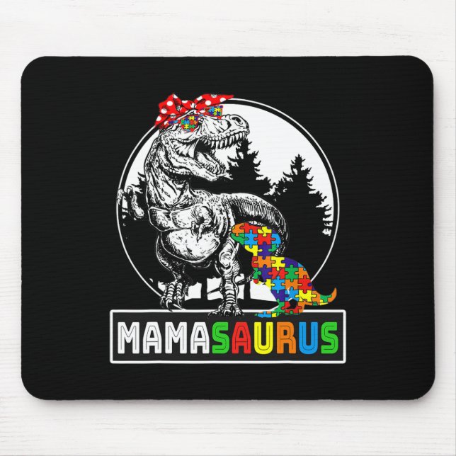 Mousepad Mamasauro T Rex Dinossaur Mama Saurus Autism Aware (Frente)
