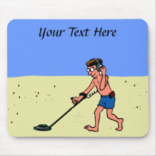 Mousepad Man Metal Detecting Beach
