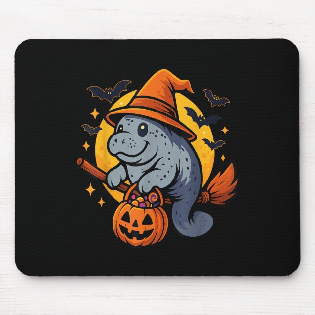 Mousepad Manatee Witch Hat Pumpkin Halloween Soky Season  (Frente)
