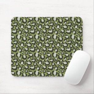Mousepad Manchas de leopardo verde musgo Glamour Impressão