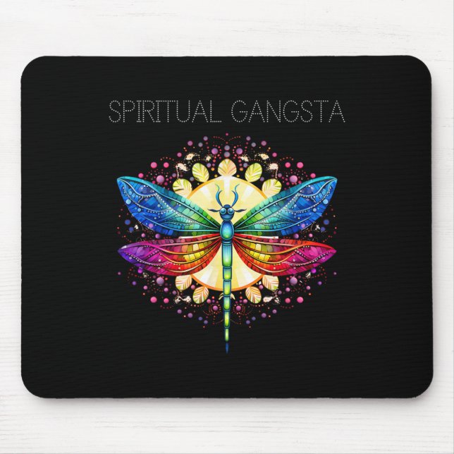 Mousepad Mandal de Ioga de Meditação de Libélula de Gangsta (Frente)