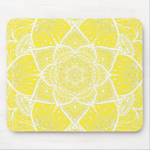 Mousepad Mandala Amarelo e Branco - Loergann em Lemon
