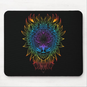 Mousepad Mandala Arte Zen Ioga Meditação Leoa Feminina Boho