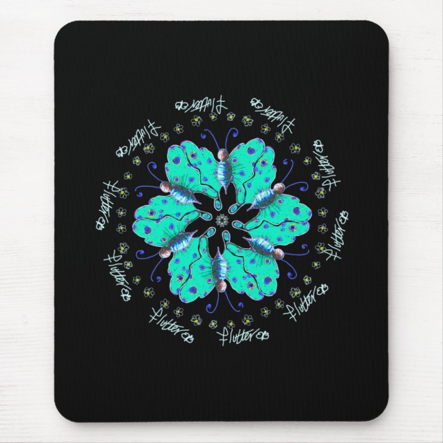 Mousepad Mandala azul-borboleta-azul-flutter (Frente)