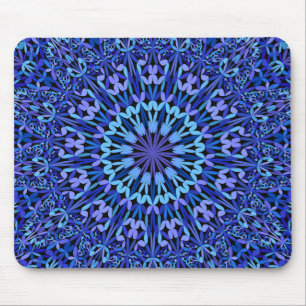 Mousepad Mandala azul do caleidoscópio da pétala