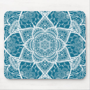 Mousepad Mandala azul e branca - Loergann in Woad