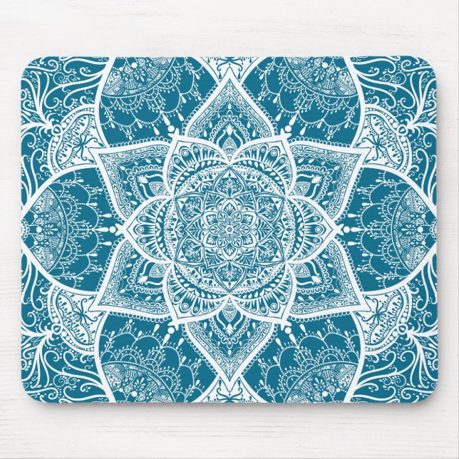 Mousepad Mandala azul e branca - Loergann in Woad (Frente)