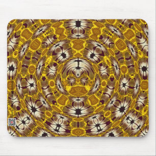 Mousepad Mandala Boho Padrão Floral Dourado