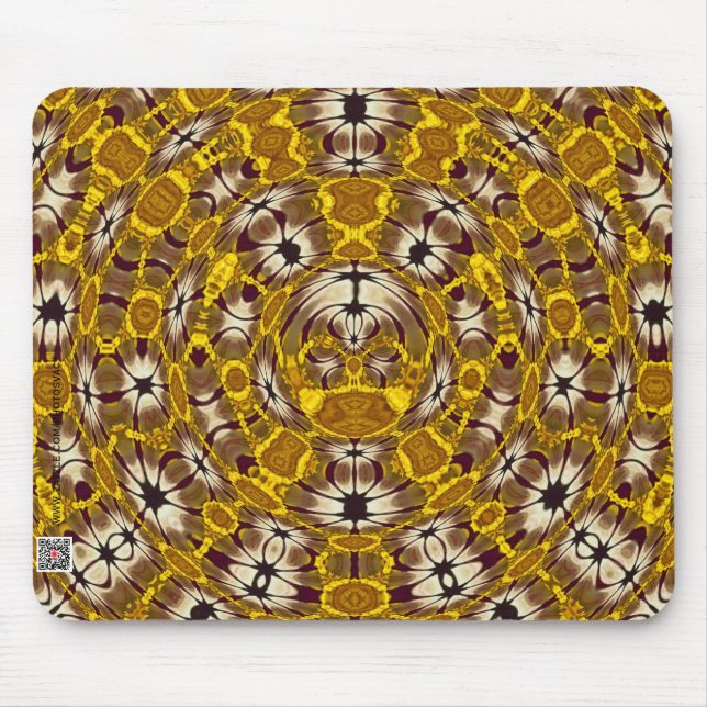 Mousepad Mandala Boho Padrão Floral Dourado (Frente)