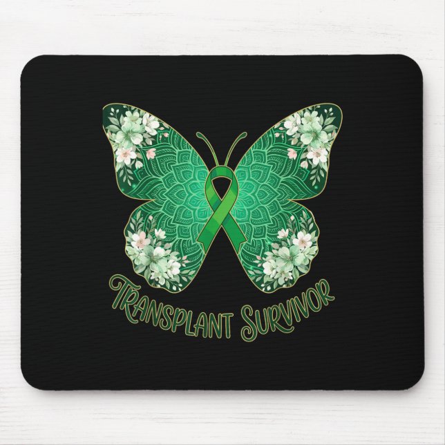 Mousepad mandala de borboleta com fita verde sobrevivente d (Frente)