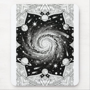 Mousepad Mandala de Galáxia Celestial Arte Espacial Cósmico