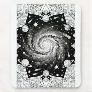 Mousepad Mandala de Galáxia Celestial Arte Espacial Cósmico
