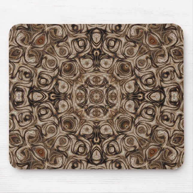 Mousepad Mandala de Redemoinho Marrom Terroso com Efeito de (Frente)