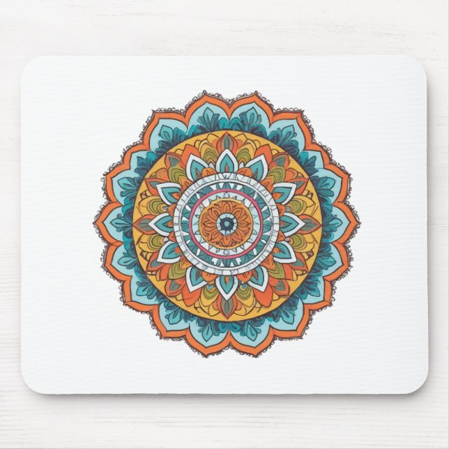 Mousepad mandala de várias cores (Frente)