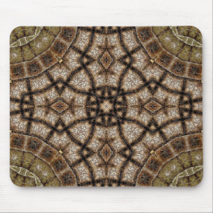 Mousepad Mandalá de Vidro Colorido Marrom e Verde Ornamenta