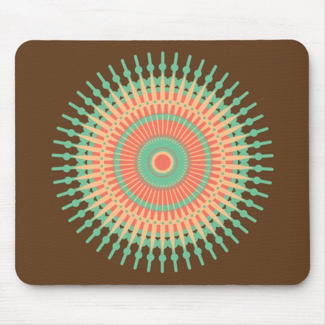 Mousepad Mandala design verde, laranja indiano (Frente)