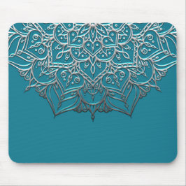 Mousepad Mandalá Elegante Minimalista Marroquino Azul Turqu