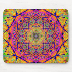 Mousepad Mandala em forma de estrela fractal Psicedélica