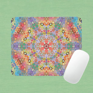 Mousepad Mandala Hexagonal Arco-íris